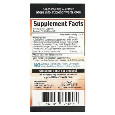 Bioschwartz, Glucosamine MSM + Chondroitin with Patented Fruitex-B, 90 Capsules