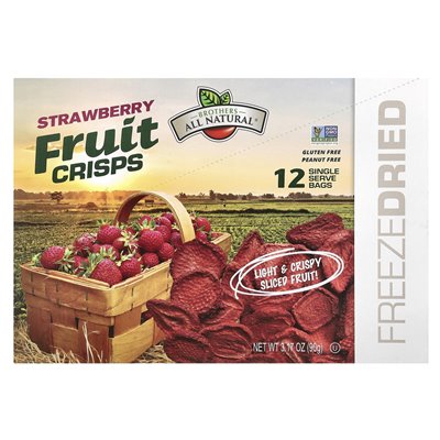 Bracia-Wall-Natural, Fruit Chips, truskawkowe, 12 worków jednorazowych, 0,26 uncji (7,5 g)