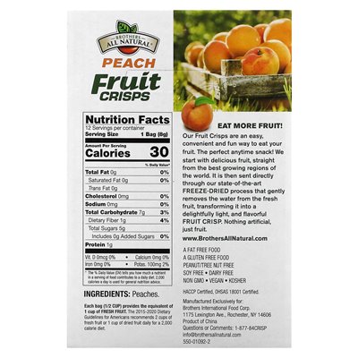 Brothers-Wall-Natural, Chips, Pfirsich, 12 Einzelportionsbeutel, je 0,28 oz (8 g)