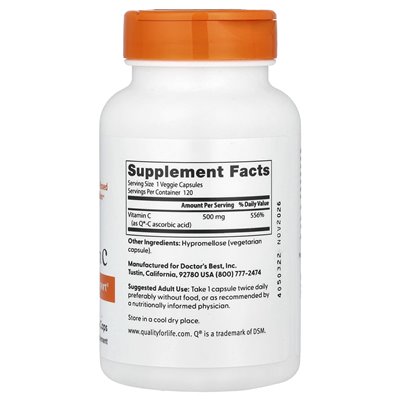 Doctor's Best, Vitamin C, 500 mg, 120 vegetarische Kapseln