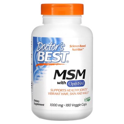 Doctor's Best, MSM z Optimsm, 1000 mg, 180 czapek wegetariańskich Doctor's Best, MSM z Optimsm, 1000 mg, 180 czapek wegetariańskich