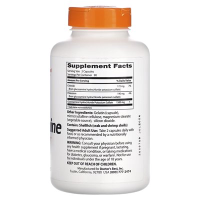 Doktor's Best, glukosamina, 750 mg, 180 kapsułek Doktor's Best, glukosamina, 750 mg, 180 kapsułek