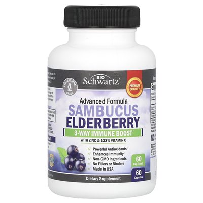 Bioschwartz, Sambucus Emanberry z cynkiem i witaminą C, 60 kapsułek Bioschwartz, Sambucus Emanberry z cynkiem i witaminą C, 60 kapsułek