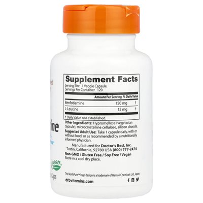 Doctor's Best, Benfotiamin 150 mit Benfopure™, 150 mg, 120 vegetarische Kapseln