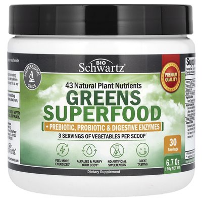 Bioschwartz, Greens Superfood, 6,7 uncji (190 g)