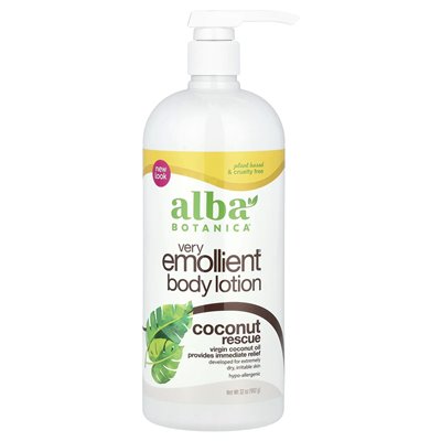 Alba Botanica, bardzo Emollient® Body Lotion, Coconut Rescue, 32 uncje (907 g)