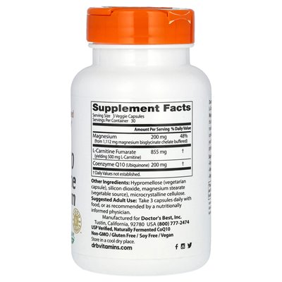 Doktor's Best, COQ10 L-Carnitine Magnesium, 90 Vegetarian Caps