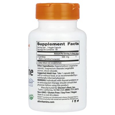 Doktor's Best, L-Carnitinfumarat mit biosynthetischem Carnitin, 60 vegetarische Kapseln