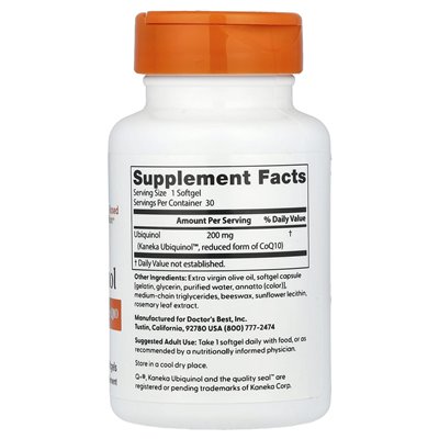 Doktor's Best, Ubiquinol, 200 mg, 30 softgels Doktor's Best, Ubiquinol, 200 mg, 30 softgels