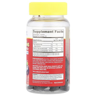 Kids Smart, Kids Smart® Vita Gummies®, żelaza + witamina C, Ages 3+, Blackberry Lemonade, 30 gumzy