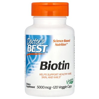 Doctor's Best, Biotyna, 5000 mcg, 120 czapek wegetariańskich