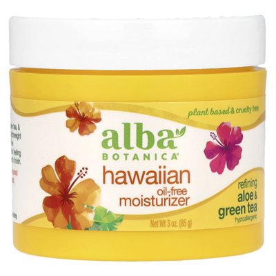 Alba Botanica, hawajski krem nawilżający, rafinacja, aloes i zielona herbata, 3 uncje (85 g) Alba Botanica, hawajski krem nawilżający, rafinacja, aloes i zielona herbata, 3 uncje (85 g)