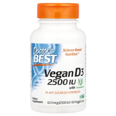 Doktor's Best, Vegan D3 mit Vitashine D3, 62,5 mcg (2500 IE), 60 vegetarische Kapseln