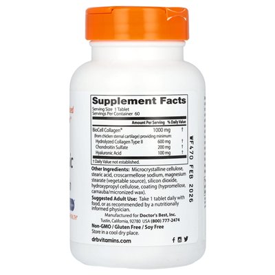 Best Doctor, Hyaluronsäure + Chondroitinsulfat mit BioCell Collagen, 60 Tabletten