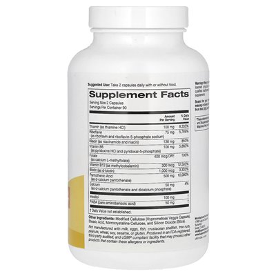 Super Nutrition, kompletny kompleks B z L-metylofolanem, 180 kapsułek wegetariańskich