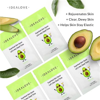 Idealove, Superfood Skin Savior, Let's Avo Good Time, 5 masek o pięknie, 0,68 fl oz (20 ml)