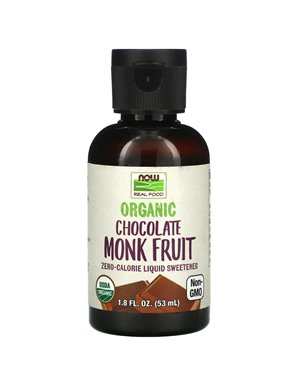 NOW Foods, Real Food, Bio-Monki-Frucht, kalorienfreier flüssiger Süßstoff, Schokolade, 1,8 oz (53 ml)