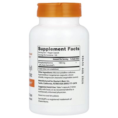 Doktor's Best, Phosphatidyl Serine, 100 mg, 120 Vegetarian Caps