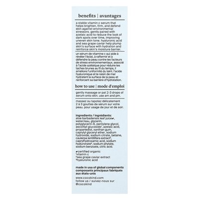 COCOKIND, Serum Glow Vitamin C, bezzapachowe, 1 Fl Oz (30 ml)