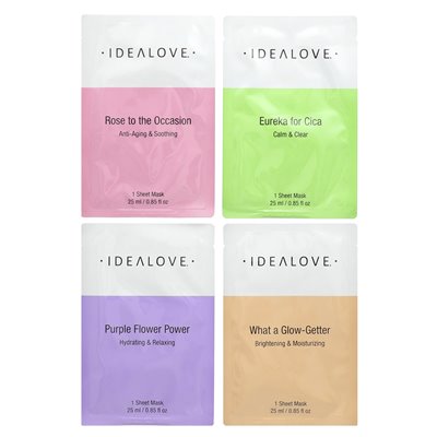 Idealove, Beauty & Skincare Różnorodność, 4 maski o pięknie, 0,85 fl oz (25 ml) Idealove, Beauty & Skincare Różnorodność, 4 maski o pięknie, 0,85 fl oz (25 ml)