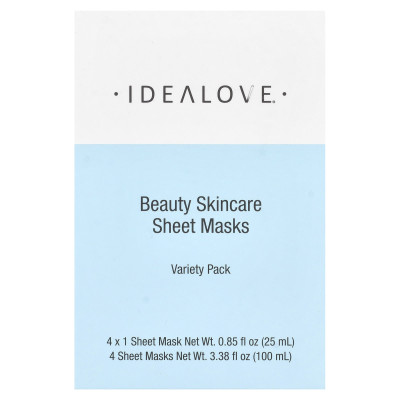 Idealove, Beauty & Skincare Różnorodność, 4 maski o pięknie, 0,85 fl oz (25 ml) Idealove, Beauty & Skincare Różnorodność, 4 maski o pięknie, 0,85 fl oz (25 ml)