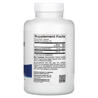 Lake Avenue Nutrition, Thiamin-Benfotiamin, 250 mg, 120 vegetarische Kapseln