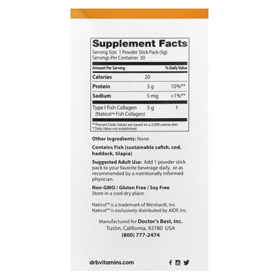 Doktor's Best, Fischkollagen mit Naticol, 5 g, 30 Pulverpackungen, 5,3 oz (150 g)