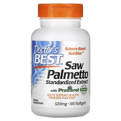 Doktor's Best, Saw Palmetto, standaryzowany ekstrakt, 320 mg, 180 miękkich Doktor's Best, Saw Palmetto, standaryzowany ekstrakt, 320 mg, 180 miękkich