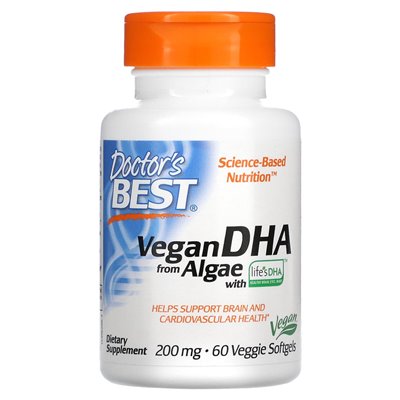 Doctor's Best Vegan DHA from Algae with Life's DHA, 200 mg, 60 Vegetarian Softgels