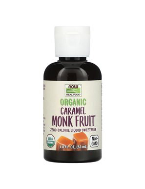 NOW Foods, Real Food, Organic Monk Fruit, Zero-Calorie Liquid Sweetener, Caramel, 1.8 oz (53 ml) NOW Foods, Real Food, Organic Monk Fruit, Zero-Calorie Liquid Sweetener, Caramel, 1.8 oz (53 ml)