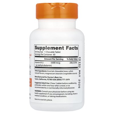 Najlepszy, do doktora, w pełni aktywny B12, mieszane jagody, 5000 mcg, 60 tabletek