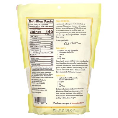 Bob's Red Mill, Mistermilk Pancake &amp Waffle Mix, Whole Grain, 24 uncje (680 g)