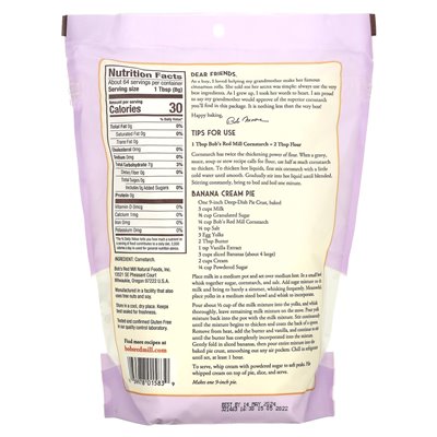 Bob's Red Mill, Corn Starch, Bluten Free, 18 uncji (510 g) Bob's Red Mill, Corn Starch, Bluten Free, 18 uncji (510 g)