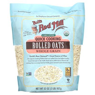 Bob's Red Mill, Organic, Quick Cooking Oatmeal, Whole Grain, 32 oz (907 g) Bob's Red Mill, Organic, Quick Cooking Oatmeal, Whole Grain, 32 oz (907 g)