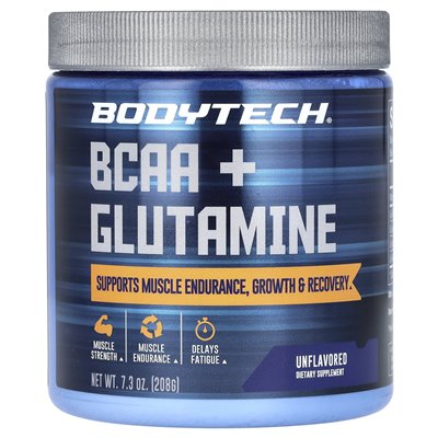 BodyTech, BCAA + glutamina, niezmienna, 7,3 uncji (208 g)