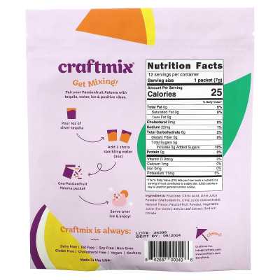 Craftmix, pakiety mix koktajlowych, Passionfruit Paloma, 12 pakietów, 2,96 uncji (84 g)