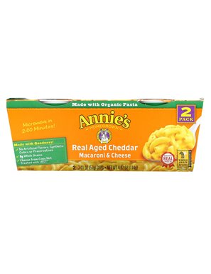 Annie's Homegrown, Macaroni and Cheese, 2 Pack, Real Aged Cheddar Cheese, 2- 2.01 oz (57 g) Each Cup Annie's Homegrown, Macaroni and Cheese, 2 Pack, Real Aged Cheddar Cheese, 2- 2.01 oz (57 g) Each Cup