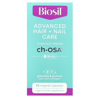 Biosil, zaawansowane włosy + pielęgnacja paznokci + biotyna, 30 oryginalnych kapsułek