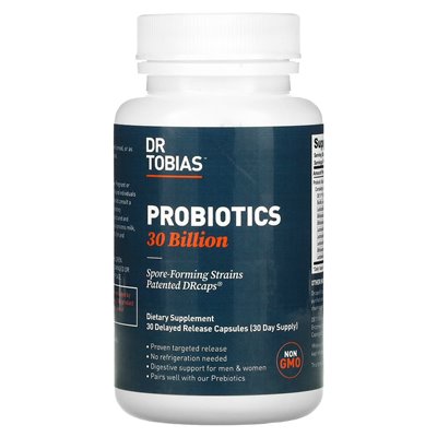 Dr Tobias, probiotyki, 30 miliardów, 30 opóźnionych kapsułek zwolnienia