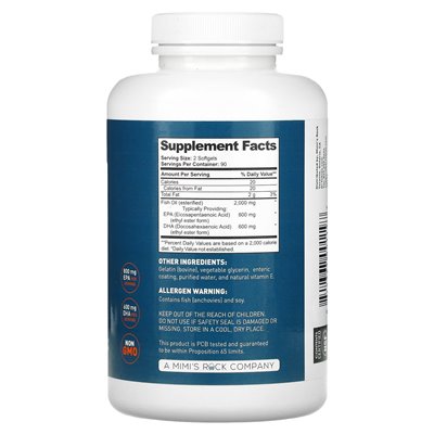 Dr Tobias, Omega 3 Fish Oil, potrójna siła, 180 miękkich