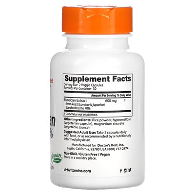 Doktor's Best, Fucoidan 70%, 300 mg, 60 vegetarian caps