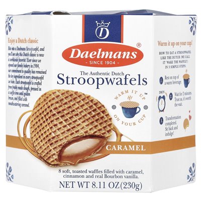 Daelmans, Stroopwafels, karmel, 8 gofrów, 8,11 uncji (230 g)