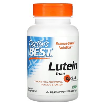Doktor's Best, Lutein z Optilut, 20 mg, 120 czapek warzywnych (10 mg na kapsułkę)