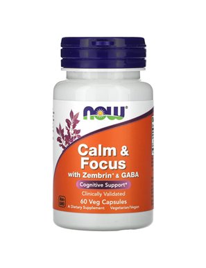NOW Foods, Calm & Focus With Zembrin & GABA, 60 Veg Capsules NOW Foods, Calm & Focus With Zembrin & GABA, 60 Veg Capsules
