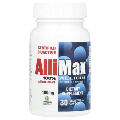 ALLIMAX, 100% kapsułki z proszku allicyny, 180 mg, 30 kapsułek wegetariańskich