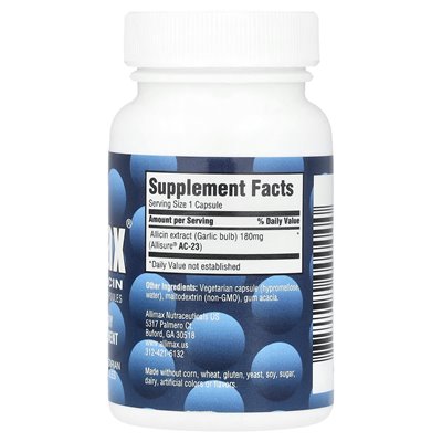 ALLIMAX, 100 % Allicin-Pulverkapseln, 180 mg, 30 vegetarische Kapseln