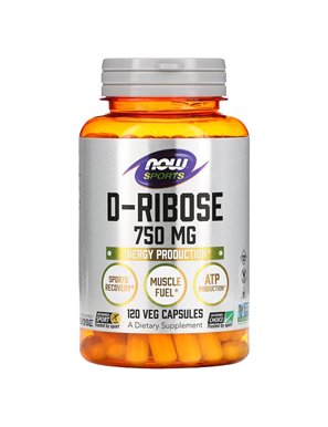 NOW Foods, Sport, D-ryboza, 750 mg, 120 kapsułek roślinnych (125 mg na kapsułkę)
