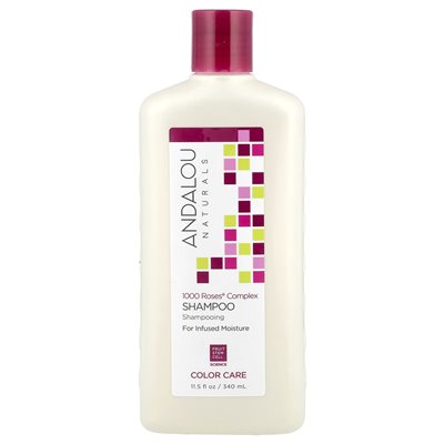 Andalou Naturals, Szampon, Pielęgnujący Kolor, Do Nawilżonego Włosa, Kompleks 1000 Róż, 11,5 uncji (340 ml) Andalou Naturals, Szampon, Pielęgnujący Kolor, Do Nawilżonego Włosa, Kompleks 1000 Róż, 11,5 uncji (340 ml)