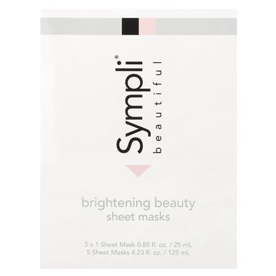 Sympli Beautiful Brightening Cosmetics Sheet Mask, 5 Masken, 0,85 oz (25 ml)