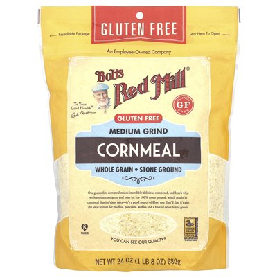 Bob's Red Mill, Cornmeal, Medium Grind, Whole Grain, Gluten Free, 24 oz (680 g)